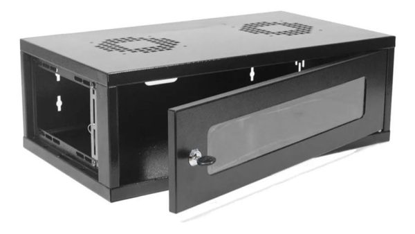 MINI RACK DE PAREDE 6U 470MM PRETO C/CHAVE