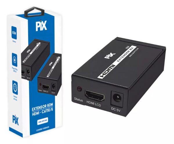 EXTENSOR HDMI ETHERNET (60M) (CAT5E/CAT6)(PIX)075-7160